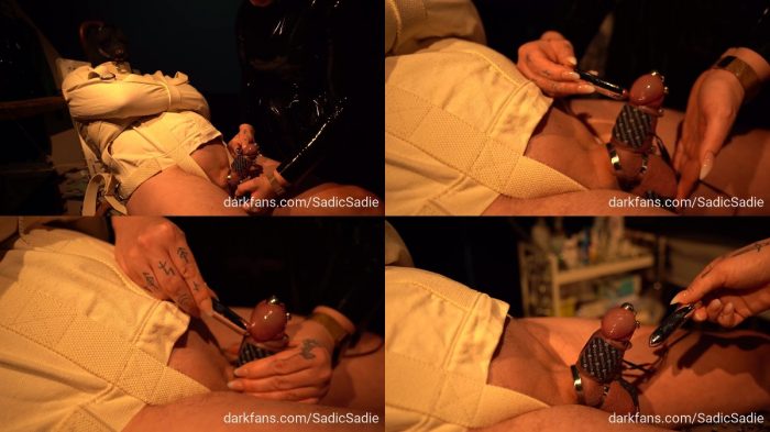 Sadic Sadie – Teasing Edging In Steel Cock Bondage Combined With Electro