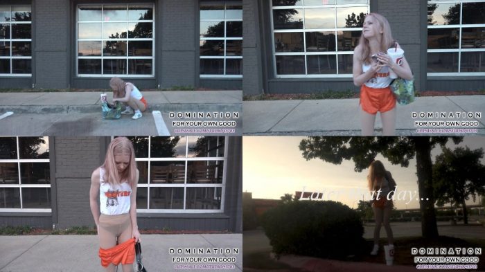 Hooter Girl pees in the parking lot at work