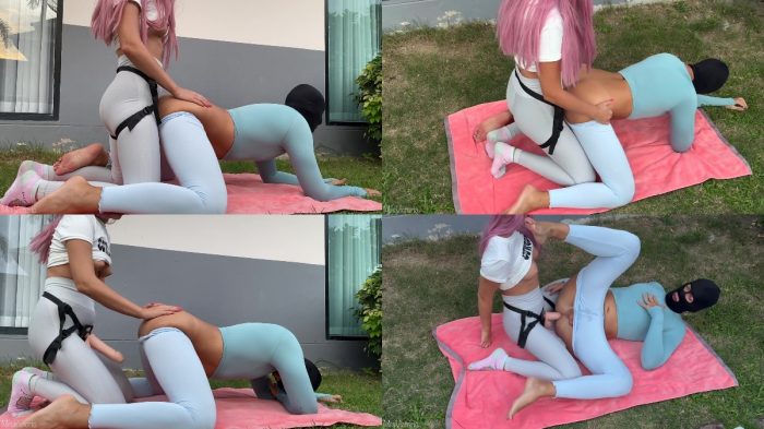 Mrs Victoria – First Time Outdoor Pegging with a Realistic Dildo