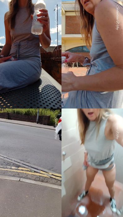 Seductivewifey Grey Dress Public Wetting Public Toilet Pee