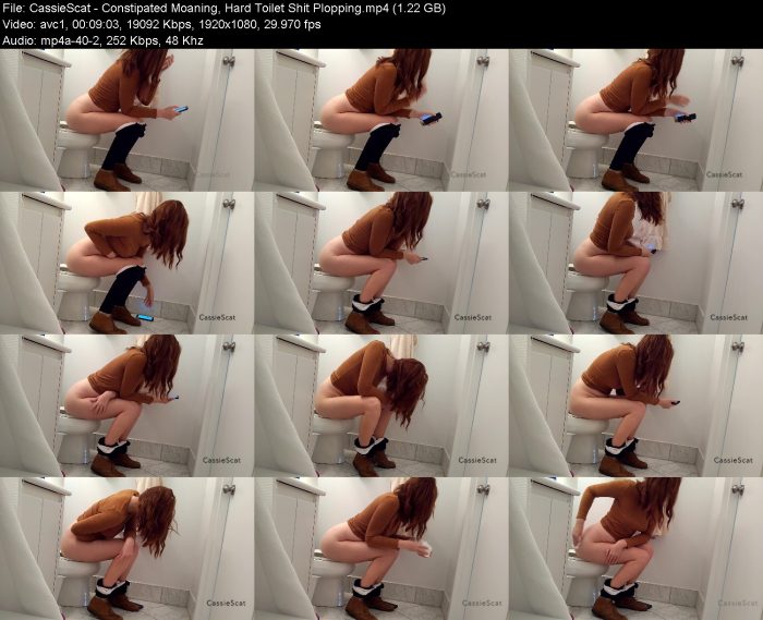 CassieScat - Constipated Moaning, Hard Toilet Shit Plopping | Poop Girls | Kinkmixer