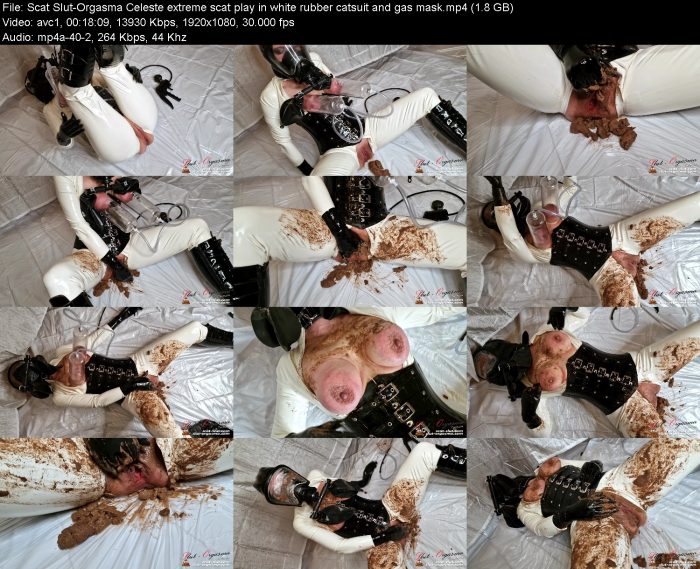 Scat Slut-Orgasma Celeste extreme scat play in white rubber catsuit and ... | Poop Girls | Kinkmixer