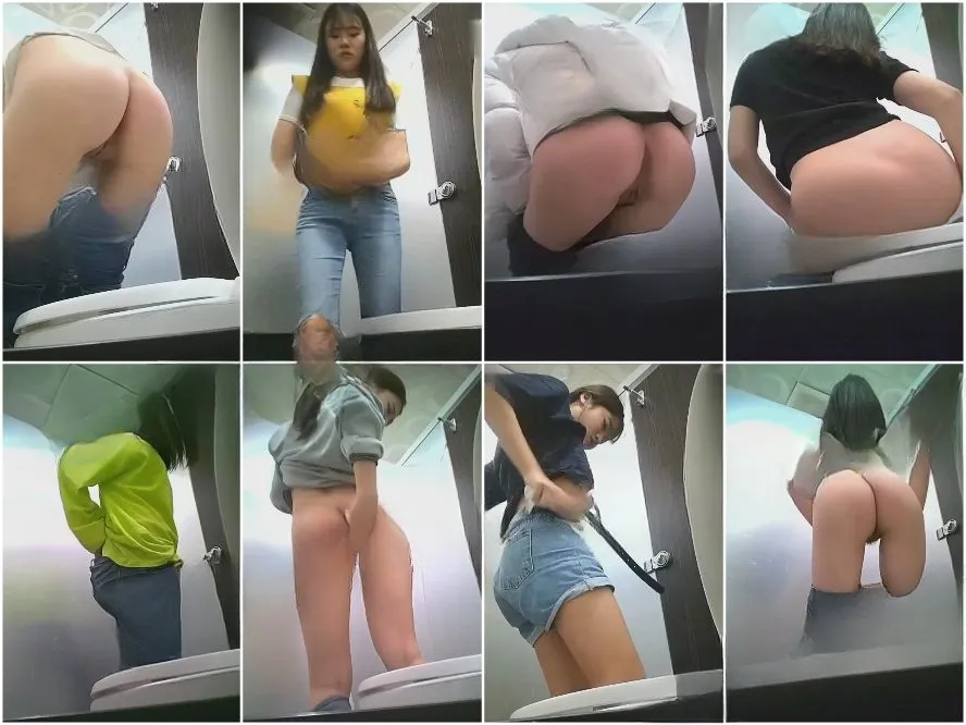 Public Restroom 大学の女子トイレに隠しカメラ❤️ポニーテールの美しい女子高生たちがおしっこをしています。美人はパンティーをズボン…