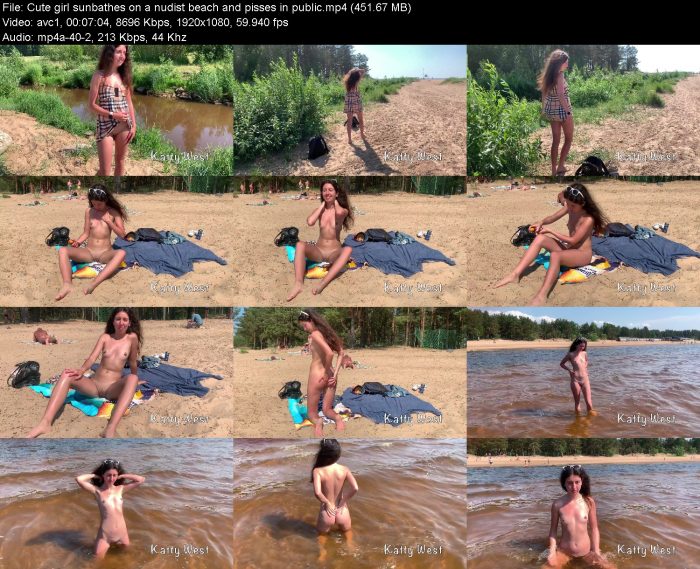 Cute girl sunbathes on a nudist beach and pisses in public | Pee | Kinkmixer