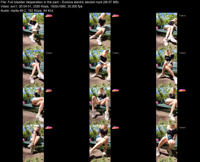 Full bladder desperation in the park - Evolova electric sexdoll | Pee | Kinkmixer
