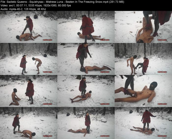 Sadistic Queens - Squishysax - Mistress Luna - Beaten In The Freezing Snow | FemDom | Kinkmixer