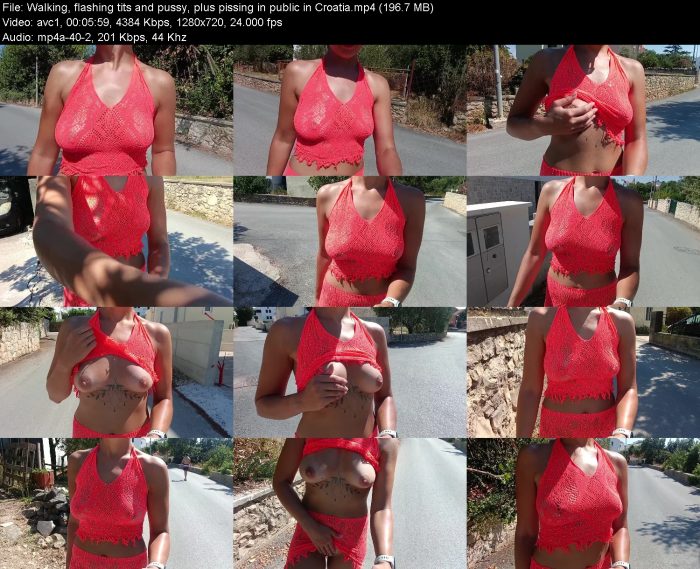 Walking, flashing tits and pussy, plus pissing in public in Croatia | Pee | Kinkmixer
