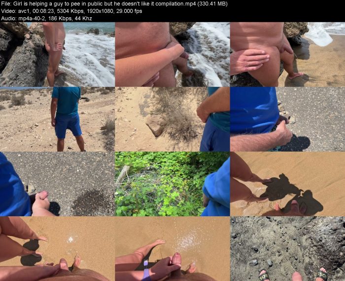 Girl is helping a guy to pee in public but he doesn't like it compilation | Pee | Kinkmixer