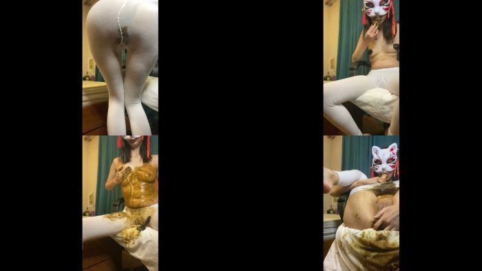 PooGirl – vomiting several times from chewing shit and shit in white pan…