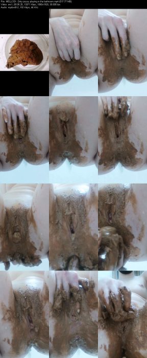 MELLODI - Dirty pussy playing in the bathroom | Poop Girls | Kinkmixer