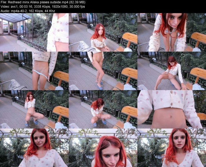 Redhead minx Aliska pisses outside | Pee | Kinkmixer