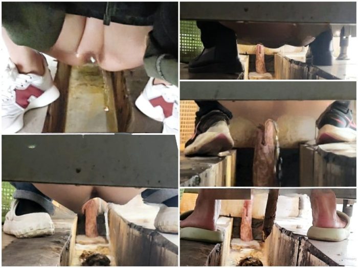 Public Restroom [過激／トイレ隠し撮り] 女性POV：和式・汲み取り式トイレの隠しカメラ - 画面いっぱいの糞便と下痢 (Vol... | Toilet Voyeurism | Kinkmixer