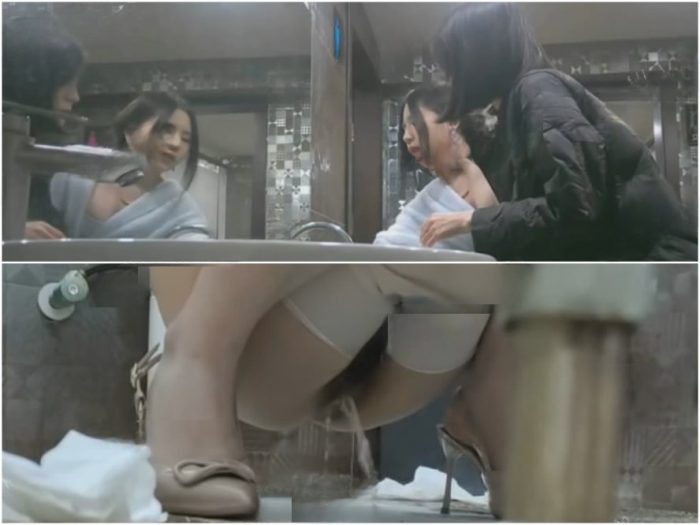 Public Restroom マスターフォトグラファーによる新作、ナイトクラブの女性用トイレでこっそり撮影❤️ 薄い青色のドレスとハイヒールを…