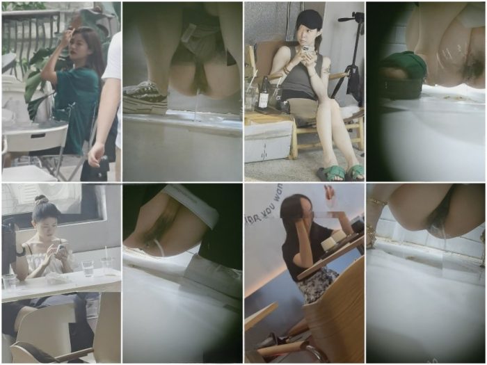 Public Restroom 新たに流出した写真❤️ 金と銀のハイヒールを履いた2人の美しい女性がカフェの女性用トイレで排尿している隠しカメラ映像。