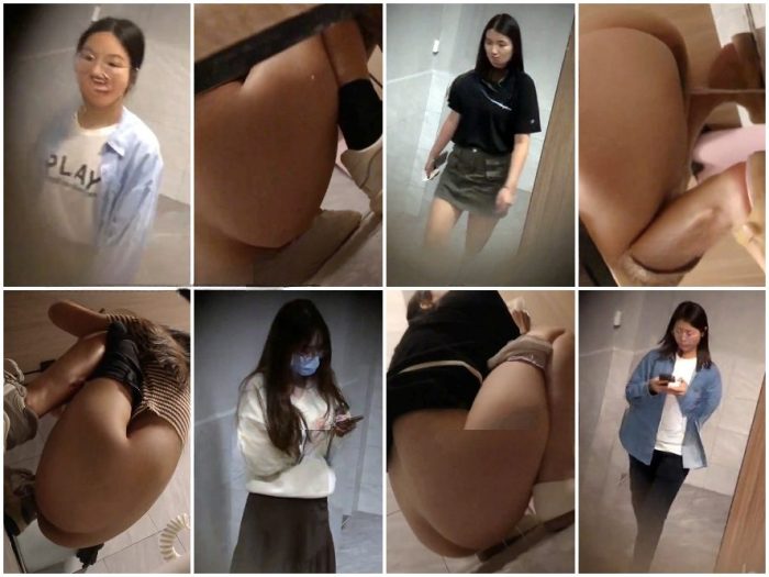 Public Restroom 美しい若い女性たちが服の市場で買い物をしている❤️ 彼女たちの顔を写真に撮ってから、ツボを叩いている❤️